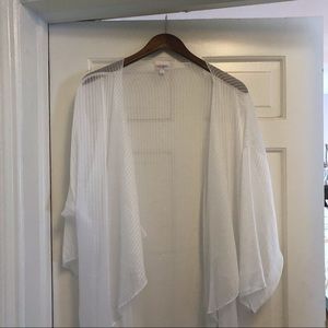 Sheer white striped LuLaRoe Shirley coverup L EUC